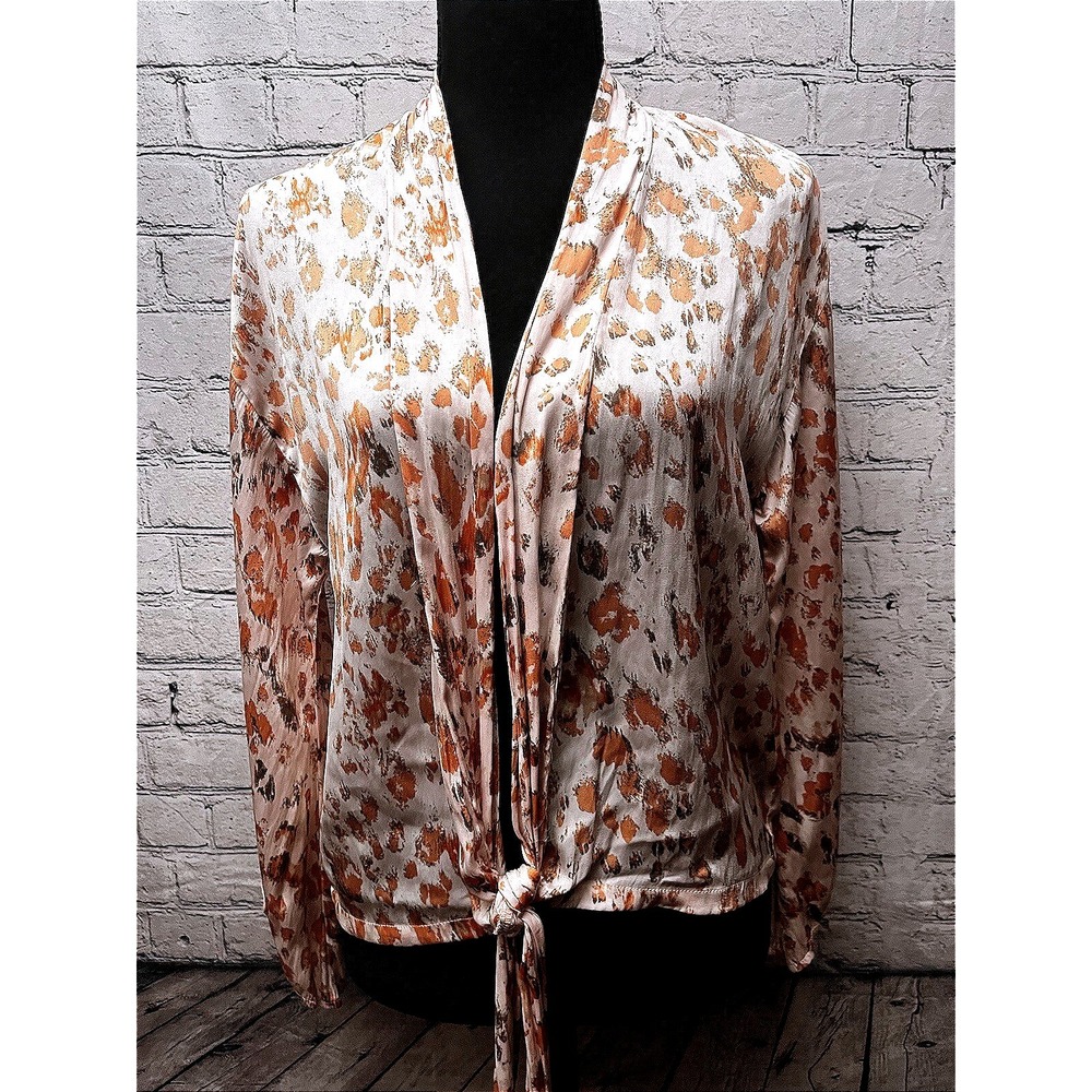 Mystree NWTs SMALL Womens Small Tie Front Top Animal Print Chiffon‎